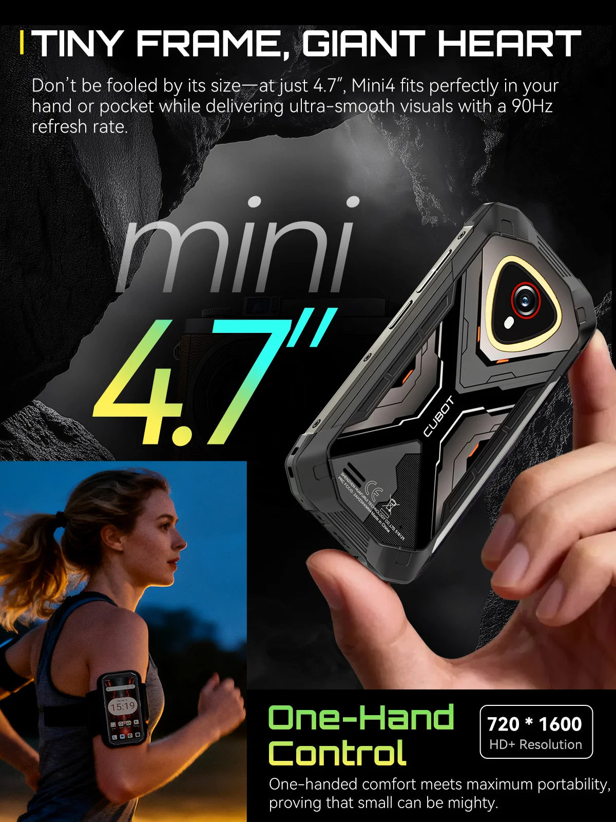Mini-Smartphone Android 15 Cubot KingKong MINI 4, 4,7-Zoll-Mini-Bildschirm, 90Hz, 4700mAh, bis zu 20GB RAM+256GB ROM, Mini-Telefon, NFC