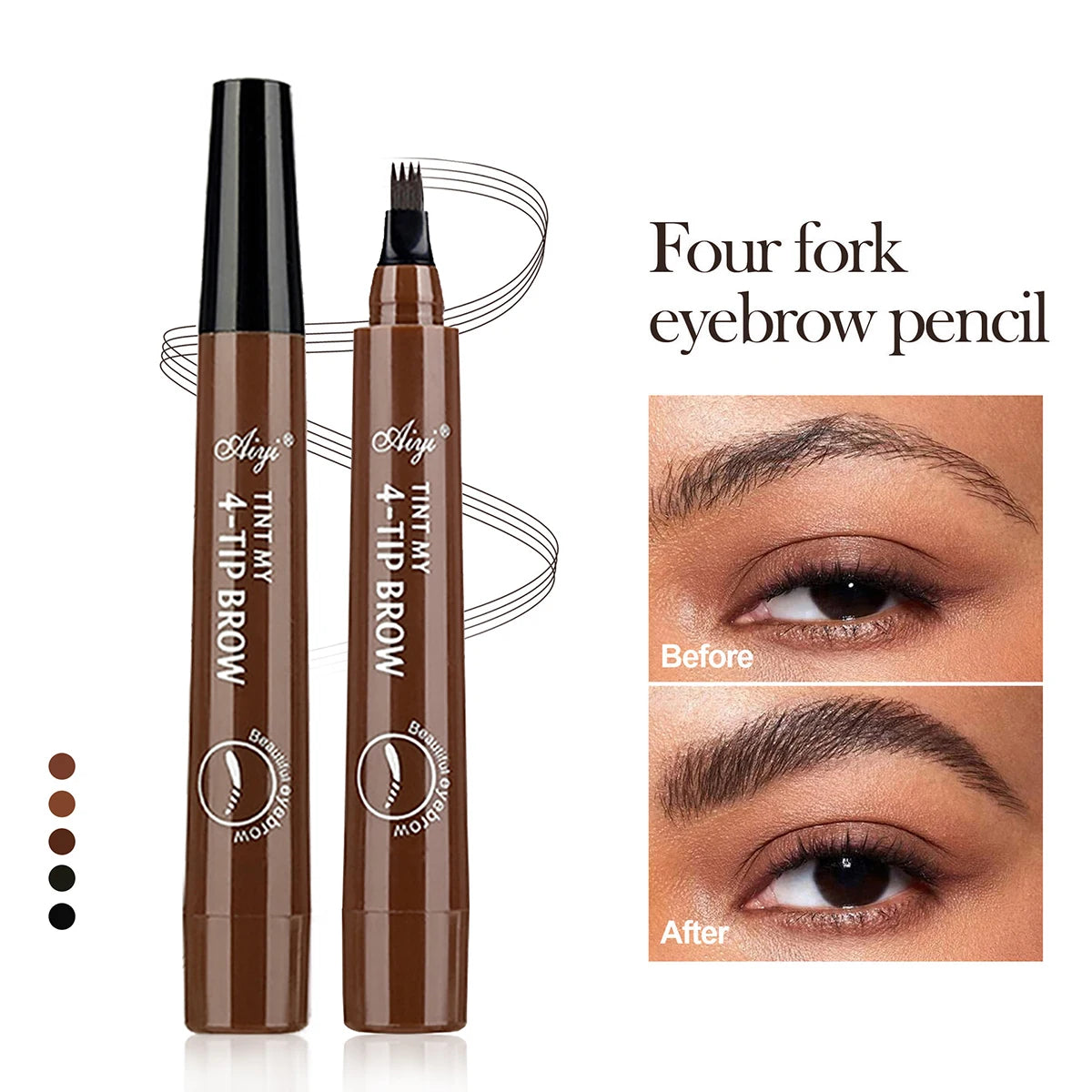 4-Zinken Microblading Augenbrauenstift wasserfester Augenbrauenstift natürliches lang anhaltendes Augenbrauen-Make-up in fünf Farben