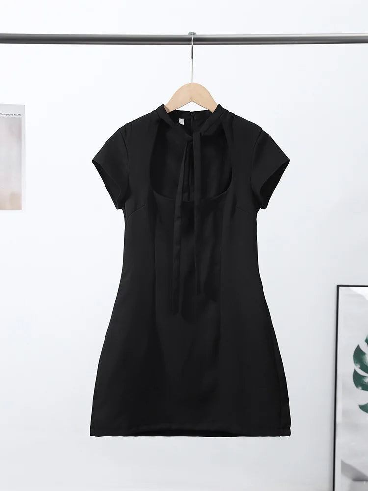 Fashion Summer Hollow Out Women Dress Belt Zipper Hip Package Slimming Polka Dot Skirt Sexy Female Party Dress 2026