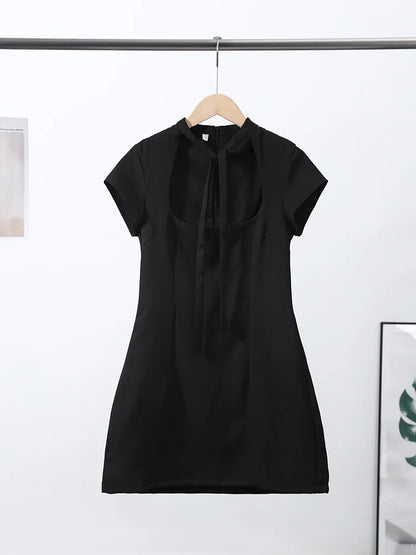 Fashion Summer Hollow Out Women Dress Belt Zipper Hip Package Slimming Polka Dot Skirt Sexy Female Party Dress 2026