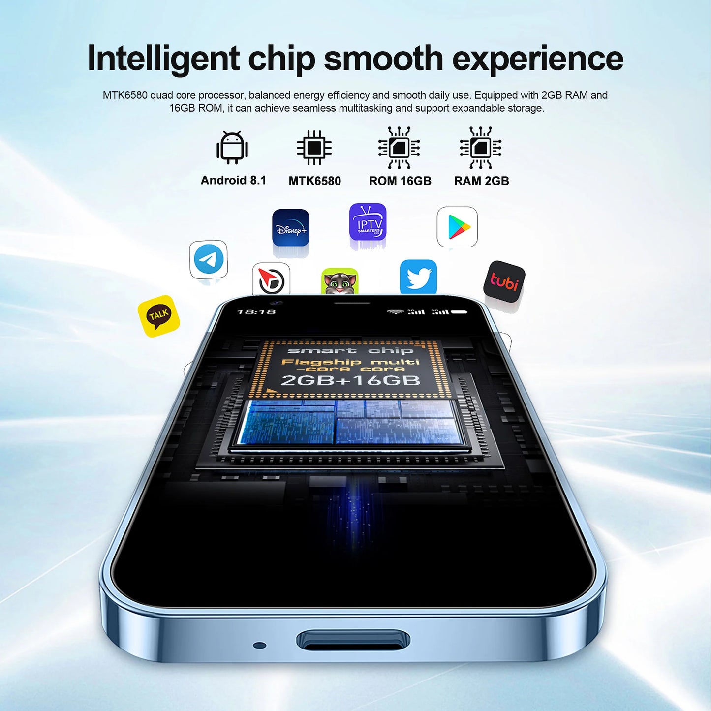 SERVO Mini Smartphone 3,0" Display 2GB+16GB 3G WCDMA Gesichtserkennung WiFi GPS Play Store Android Smartphone Dual-SIM Standby