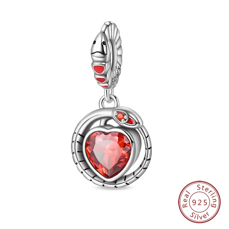 Original 925 Sterling Silber Rote Charm Perlen Rotwein Chili Hantel Anhänger für Frauen Passend für DIY Armband Geburtstag Schmuck Geschenk