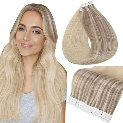 Full Shine Tape In 100% Remy Human Hair Straight Double Sided Blonde Comfortable Silky Natural Tape ins For Women