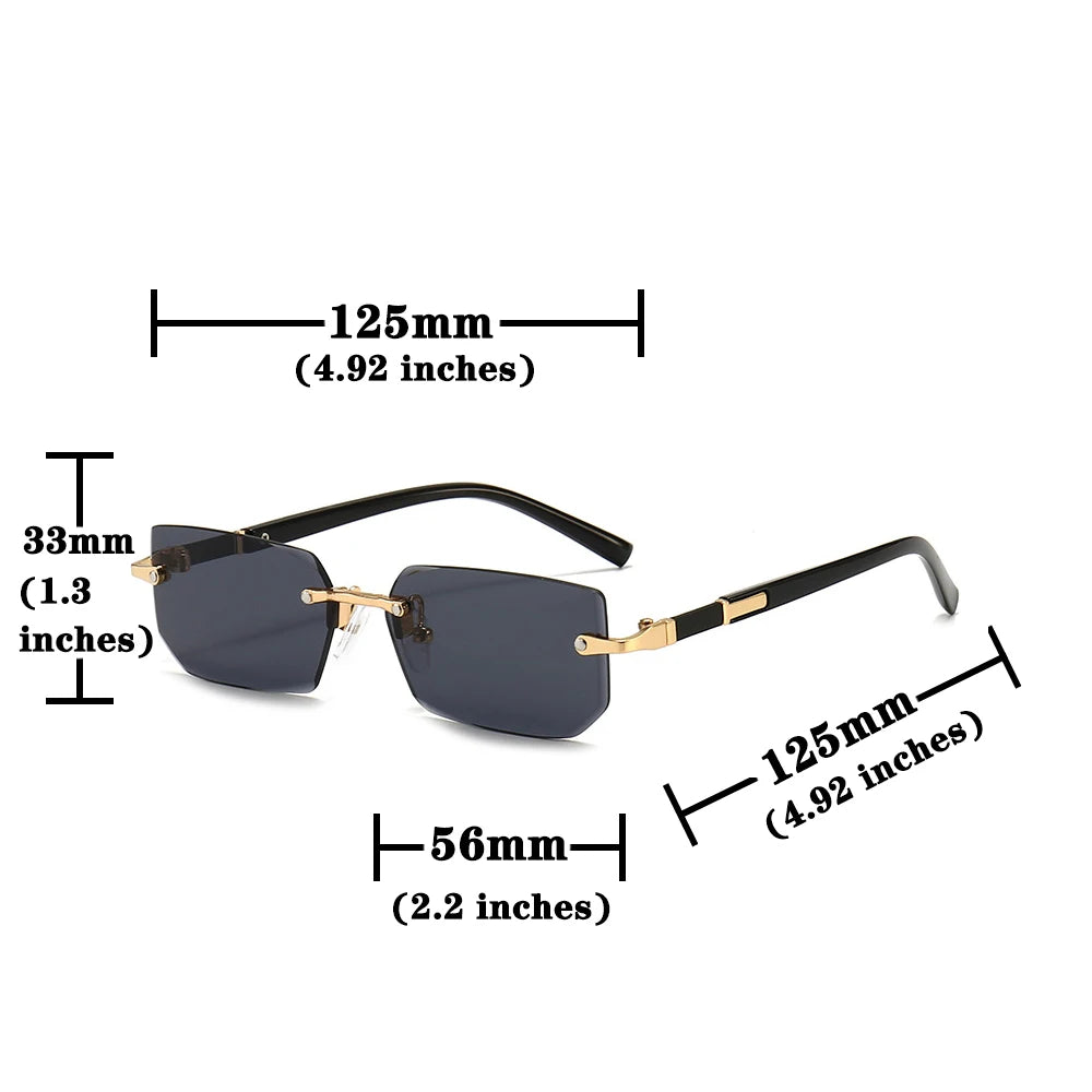 Clearance_Rimless Sunglasses Rectangle Fashion Popular Women Men Shades Small Square Sun Glasses For Female Male Summer Travelin