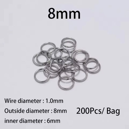 200 Stück 3-10mm Edelstahl Biegeringe Offene Einzelösen Jump Rings Verbinder für DIY Schmuckherstellung Zubehör