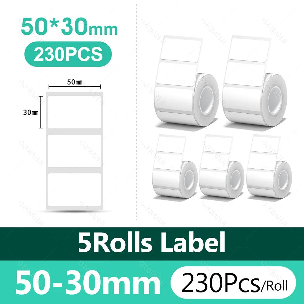 3/5/10 NiiMBOT White Label Papier wasserdichte selbstklebende Rollen für B1 B21 Mini Etikettendrucker Preisschild Büromarker UV-Druck