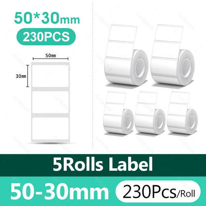 3/5/10 NiiMBOT White Label Papier wasserdichte selbstklebende Rollen für B1 B21 Mini Etikettendrucker Preisschild Büromarker UV-Druck