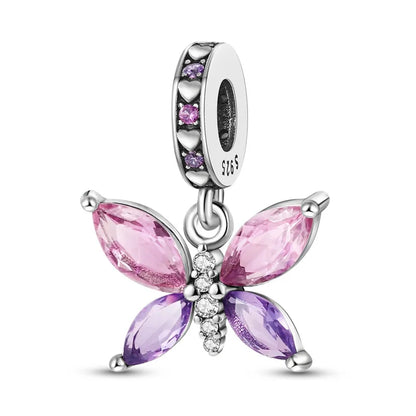 925 Sterling Silber Plattierung Bunt Schmetterling Insekt Tier Charms Perlen Funkelnder Zirkon Passend für Qikaola 925 Original Armbänder DIY Schmuck