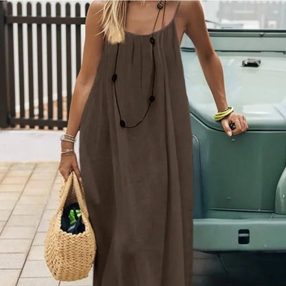 2026 Loose-Fit Spaghettiträgerkleid Damen Freizeit Hauskleid Sommerkleid Einfarbig Urlaub Kühl Hauskleid