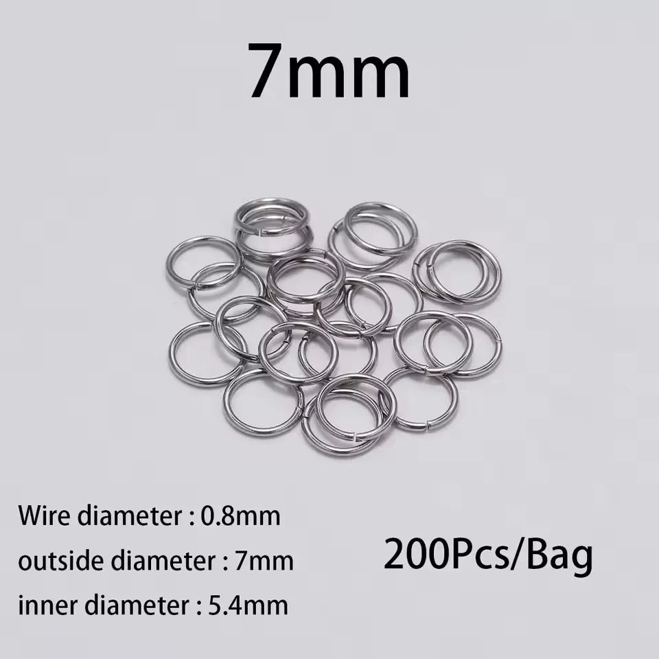 200 Stück 3-10mm Edelstahl Biegeringe Offene Einzelösen Jump Rings Verbinder für DIY Schmuckherstellung Zubehör