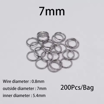 200 Stück 3-10mm Edelstahl Biegeringe Offene Einzelösen Jump Rings Verbinder für DIY Schmuckherstellung Zubehör