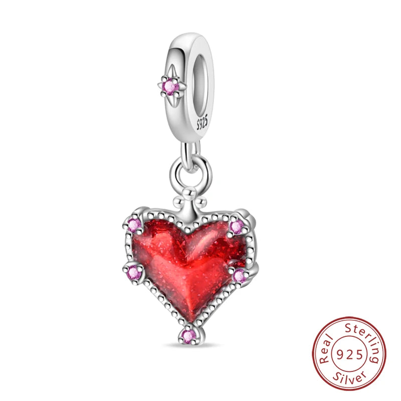 Original 925 Sterling Silber Rote Charm Perlen Rotwein Chili Hantel Anhänger für Frauen Passend für DIY Armband Geburtstag Schmuck Geschenk
