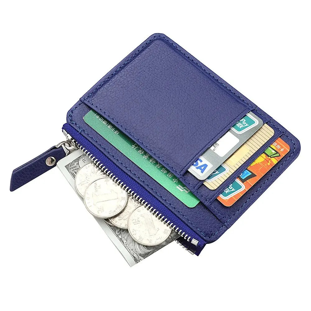 Mini Credit Card Wallet Id Card Holder Men's Small Wallet Thin Sleeve Zipper Short Coin Wallet