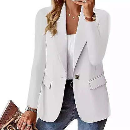 Women's Oversized Blazer Jacket Business Suit Coat Lapel Long Sleeve Solid Button Casual Elegant Coat Trendy Loose Outwear