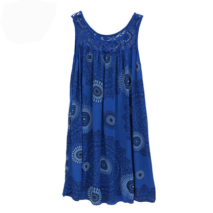 Damenbekleidung Sommer ärmelloses Camisole-Kleid Spitzenprint ärmelloses großes Schaukelkleid lockeres sexy Kleid langer Rock Übergröße