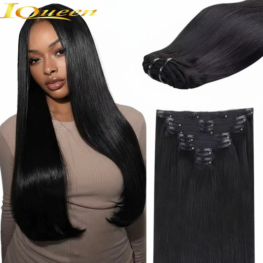 Clip In Hair Extensions Human Hair Brazilian Straight Clip In Natural Black Color Clip Ins Remy Hair 20 22 24 26 Inch 4# Women