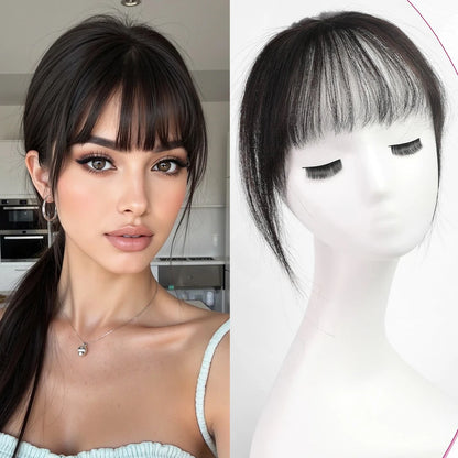 100% Human Hair Blonde Bangs Clips in Air Fringe Bangs Hairpiece for Women Platinum Human Hair Bangs Hair Extension 4.5inch