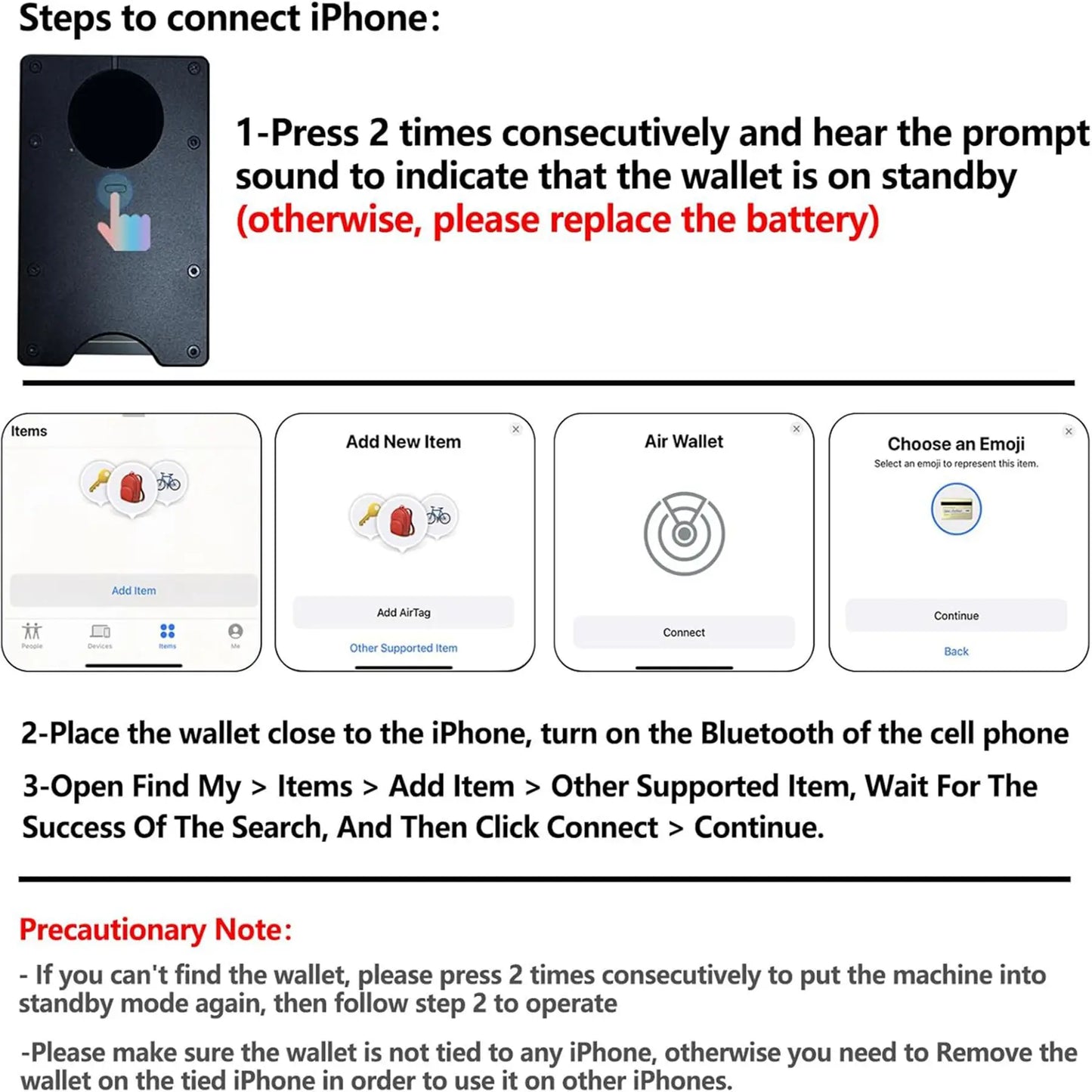 Geldbörse Integriertem Airtag-Chip RFID Blockierendem Kreditkartenfach