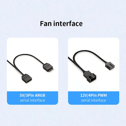 Teucer Infinite Mirror 120mm 5V 3Pin ARGB PC-Gehäuselüfter 12V 4Pin PWM 800-2000RPM 12cm Gehäuse-CPU-Wasserkühlungsventilator