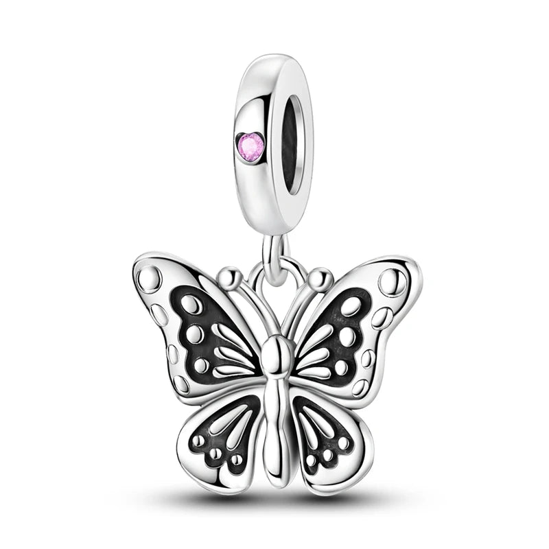 925 Sterling Silber Plattierung Bunt Schmetterling Insekt Tier Charms Perlen Funkelnder Zirkon Passend für Qikaola 925 Original Armbänder DIY Schmuck
