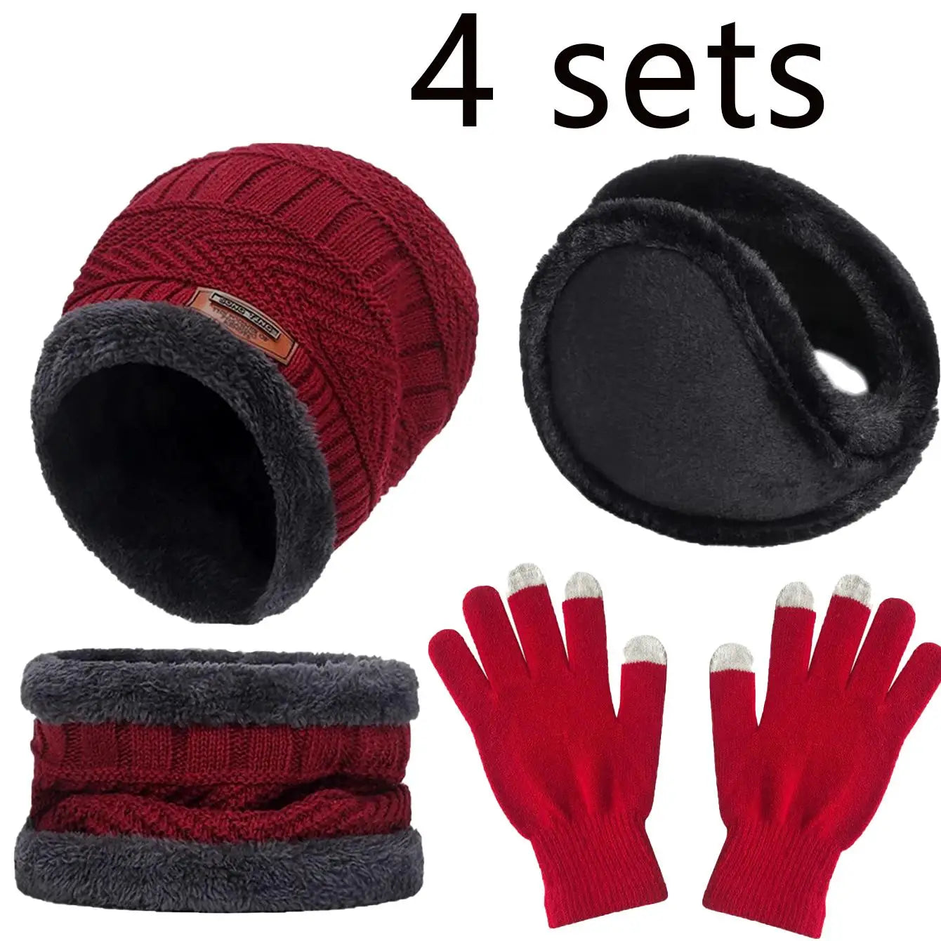 Winter hat for men women Beanie Hats Scarf glove Earmuff Set Thick Warm Slouchy Beanies Hat for boy girl cap