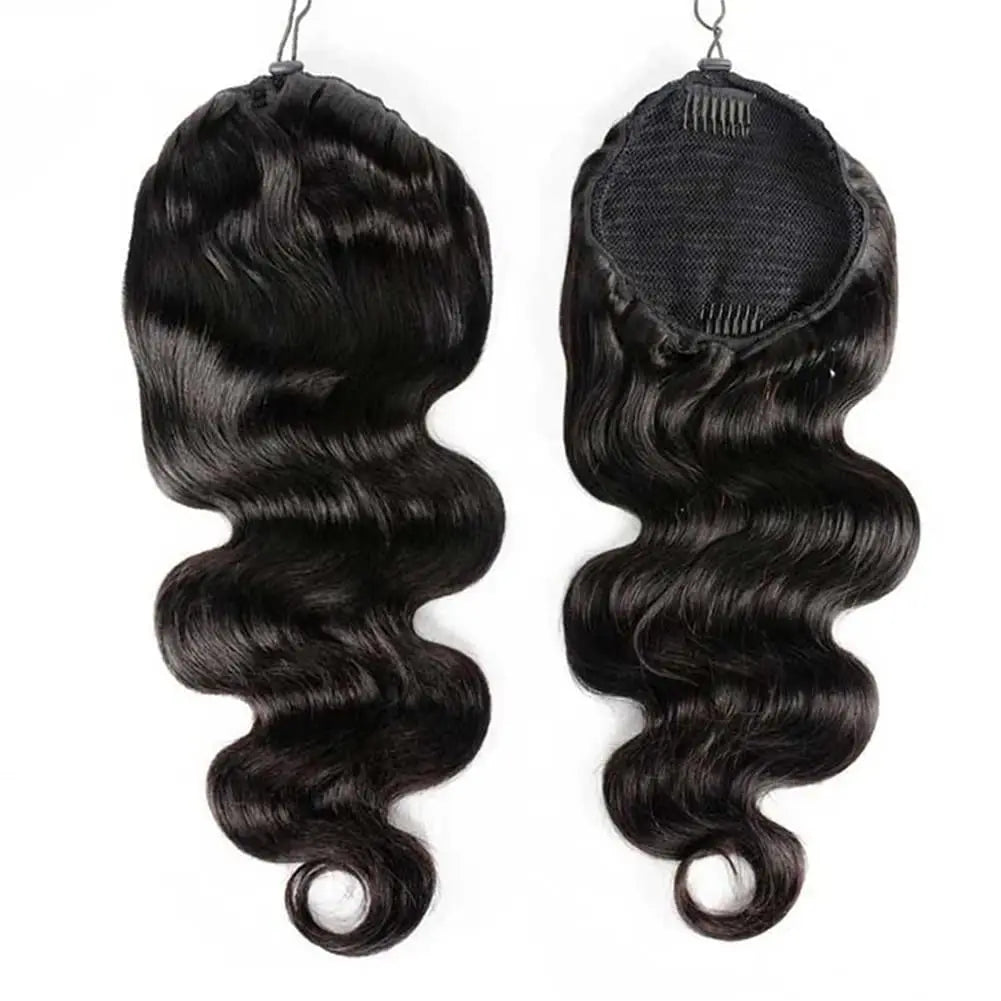 Body Wave Drawstring Ponytail Human Hair Extensions 100% Real Human Hair Brazilian Remy Clip In For Women Ponytail Natural Color