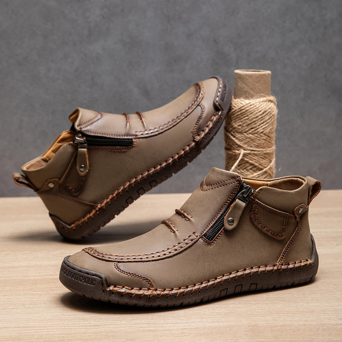 Neue Herbst Handgefertigte Leder Herrenstiefel Outdoor Design Sneaker Herren Atmungsaktive Freizeitschuhe Leder Herren Knöchelstiefel Herbst Übergröße