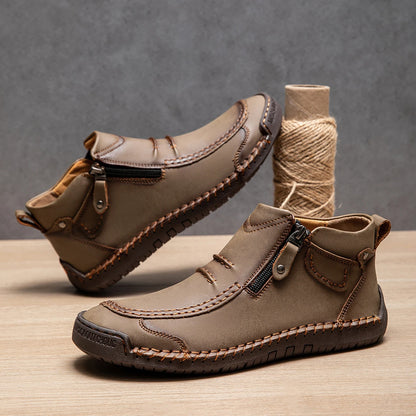 Neue Herbst Handgefertigte Leder Herrenstiefel Outdoor Design Sneaker Herren Atmungsaktive Freizeitschuhe Leder Herren Knöchelstiefel Herbst Übergröße