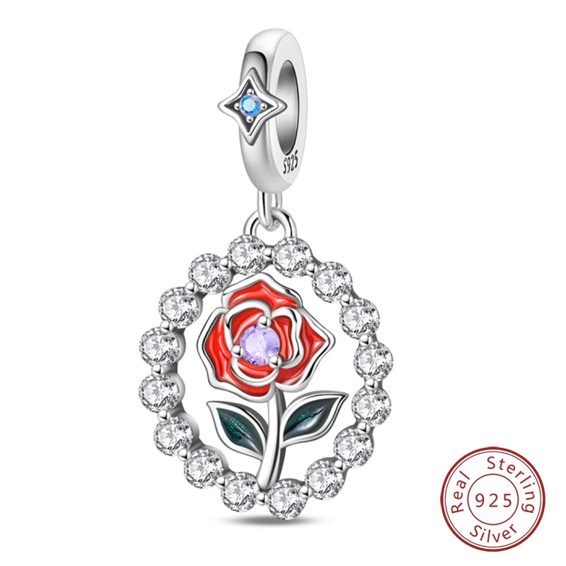 Original 925 Sterling Silber Rote Charm Perlen Rotwein Chili Hantel Anhänger für Frauen Passend für DIY Armband Geburtstag Schmuck Geschenk