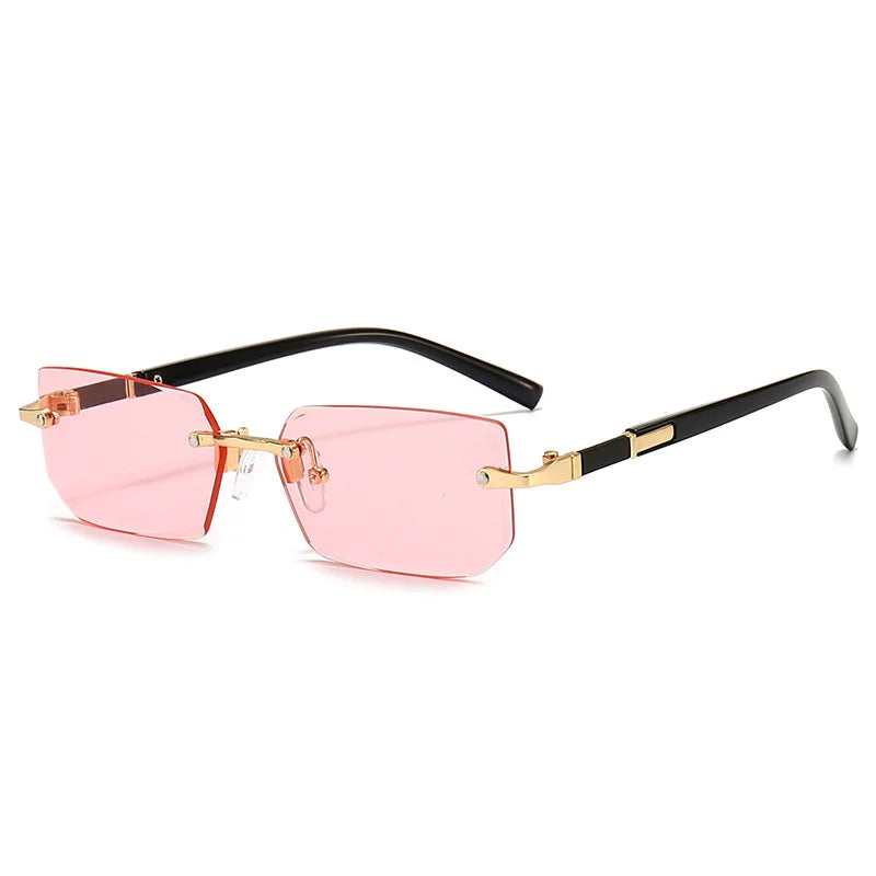 Clearance_Rimless Sunglasses Rectangle Fashion Popular Women Men Shades Small Square Sun Glasses For Female Male Summer Travelin