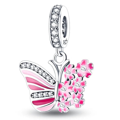 925 Sterling Silber Plattierung Bunt Schmetterling Insekt Tier Charms Perlen Funkelnder Zirkon Passend für Qikaola 925 Original Armbänder DIY Schmuck