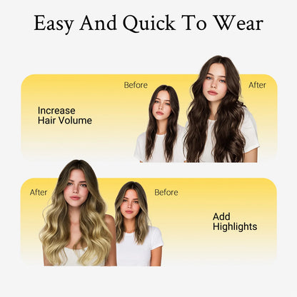 Sunmofavo Wire in Hair Extensions Human Hair Straight Fish Line Natural Fusion with 4 Clips Weft Hair Extensions For Women Daily
