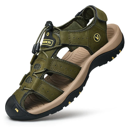 Sommer Herren Sandalen Echtes Leder Herren Freizeitschuhe Outdoor Herren Ledersandalen für Herren Strandschuhe Römerschuhe Plus Size 38-48