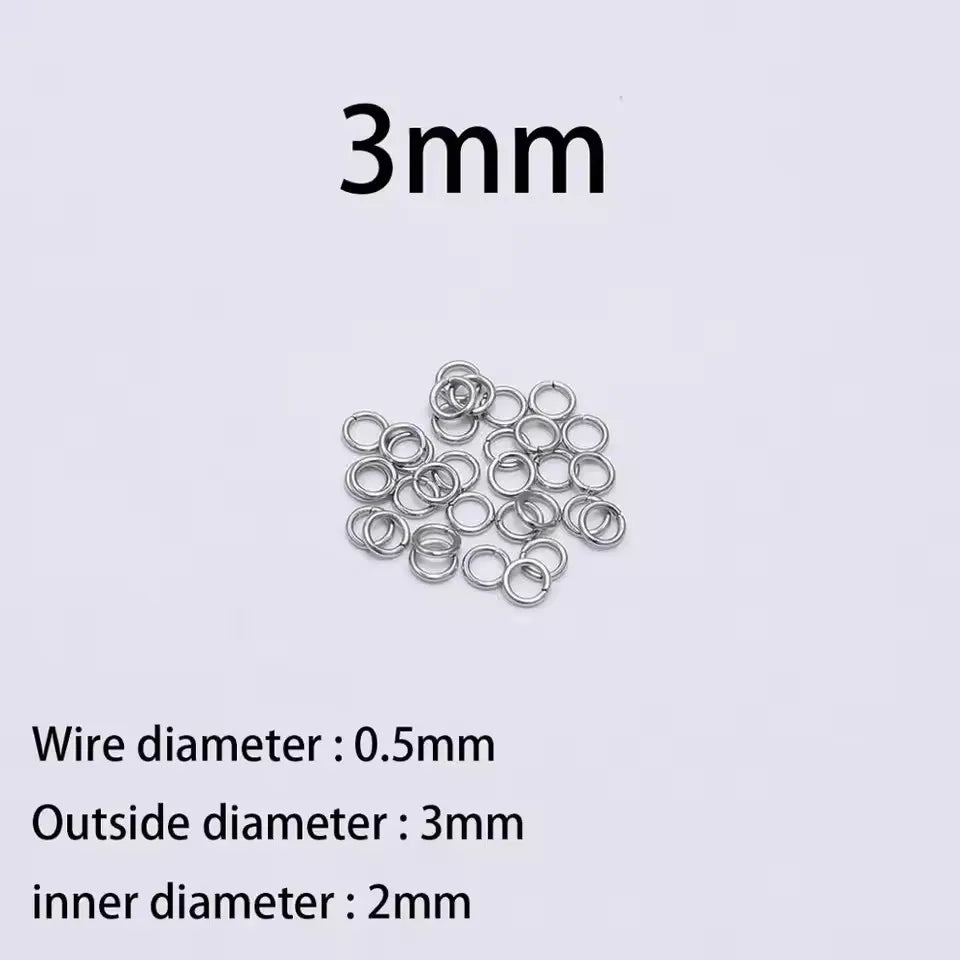 200 Stück 3-10mm Edelstahl Biegeringe Offene Einzelösen Jump Rings Verbinder für DIY Schmuckherstellung Zubehör