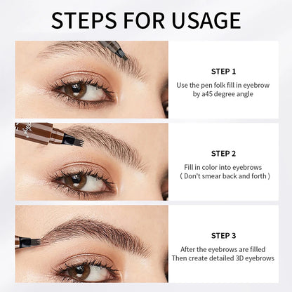 4-Zinken Microblading Augenbrauenstift wasserfester Augenbrauenstift natürliches lang anhaltendes Augenbrauen-Make-up in fünf Farben