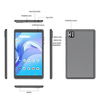 PRITOM 8 Inch Tablet Android 14, 8GB(4+4 Expand) RAM 64GB ROM,1TB Expand,1280x800 IPS Screen 5000MAH Battery,Dual Camera WiFi