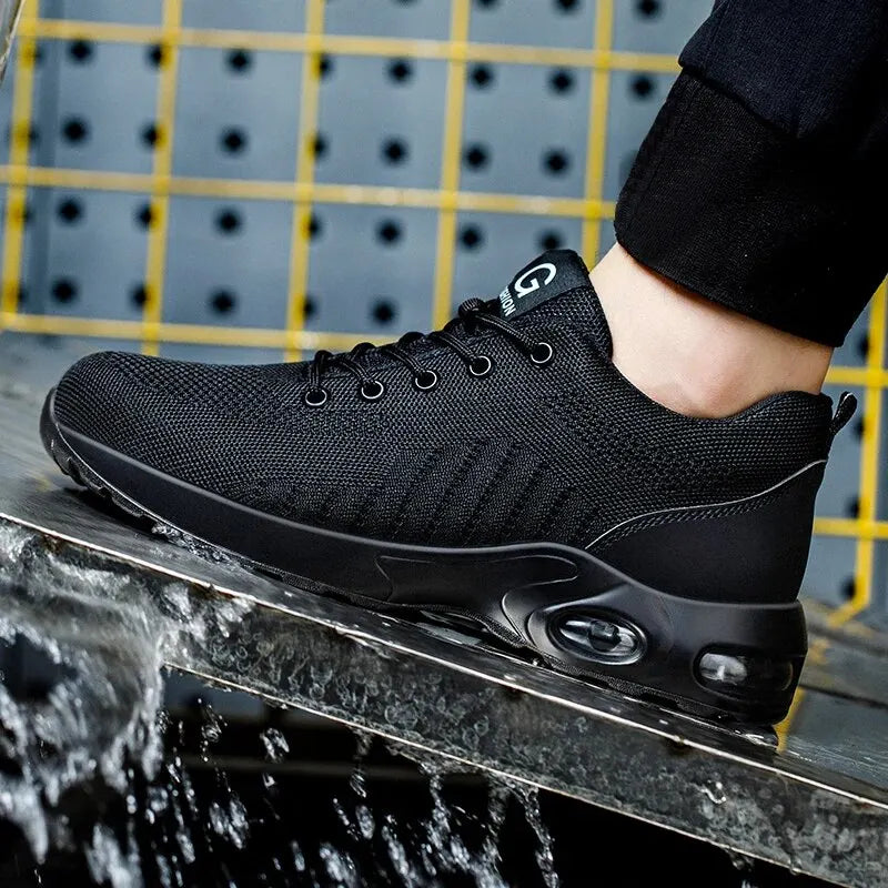 Luftkissen-Arbeitssicherheitsschuhe für Herren und Damen, atmungsaktive Arbeits-Sneaker, Stahlkappen-Schuhe, durchtrittsichere Sicherheitsschuhe