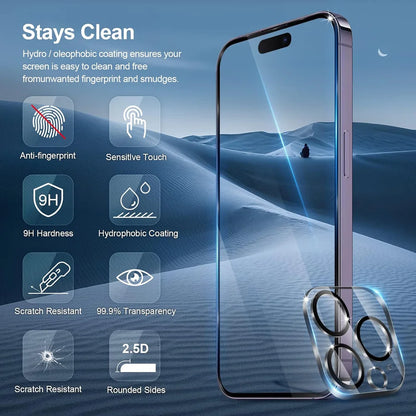HD Screen Protection For iPhone 16 15 17 14 13 12 11 Pro Max Tempered Glass iPhone15 Pro Camera STB Film iPhone16 Plus 13 Mini