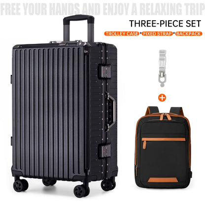 Trolley Luggage 20 24 26 28" Aluminum Frame Rolling Luggage Case USB Travel Suitcase on Wheels Combination Lock Carry on Luggage