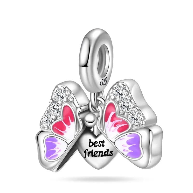 925 Sterling Silber Plattierung Bunt Schmetterling Insekt Tier Charms Perlen Funkelnder Zirkon Passend für Qikaola 925 Original Armbänder DIY Schmuck