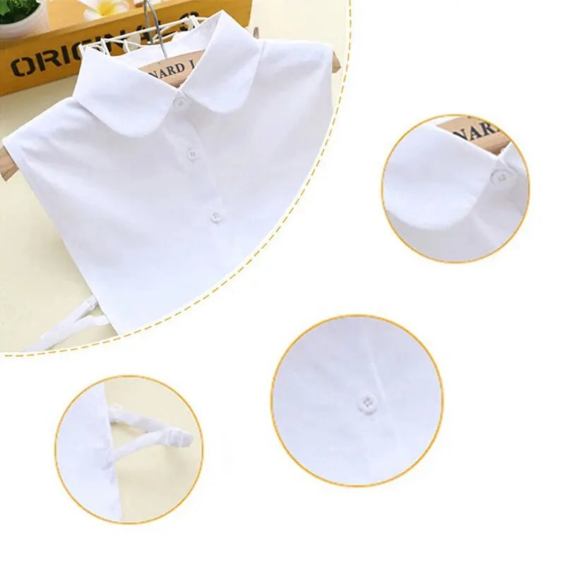 Women's Spring Fall Solid Colour Black White Vertical Small Flip Collar Versatile Shirt Jumper Jumper Fashion False Collar