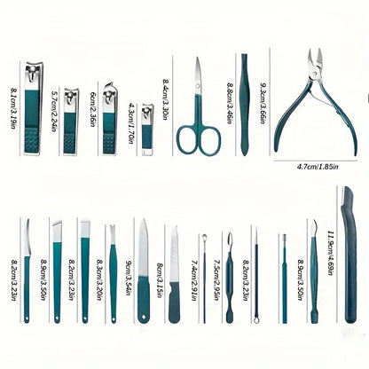 Professionelles 7/10/12/18-teiliges Nagelpflegeset aus Edelstahl Maniküre & Pediküre Set Nagelknipser Set mit Reiseetui