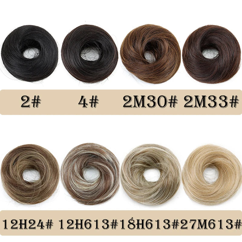 Synthetic Messy Bun Hair Piece Chignon Extension Mini Rubber Band Hair Bun Scrunchies Donut Hair Accessory Easy to Wear