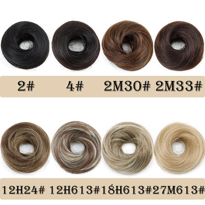 Synthetic Messy Bun Hair Piece Chignon Extension Mini Rubber Band Hair Bun Scrunchies Donut Hair Accessory Easy to Wear