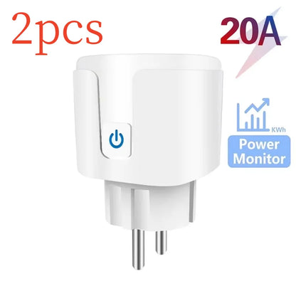 Tuya Wifi Smart Socket EU Stecker 16/20A Leistungsüberwachung Fernbedienung SmartLife APP Funktioniert mit Alexa Yandex Alice Google Assistant