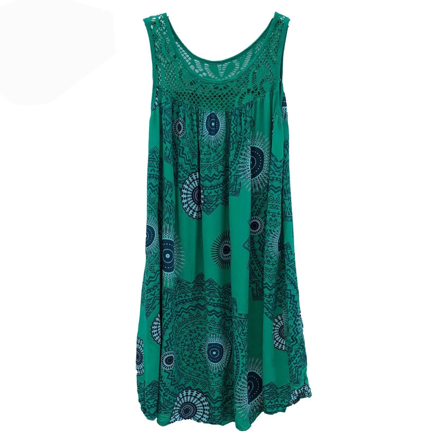Damenbekleidung Sommer ärmelloses Camisole-Kleid Spitzenprint ärmelloses großes Schaukelkleid lockeres sexy Kleid langer Rock Übergröße