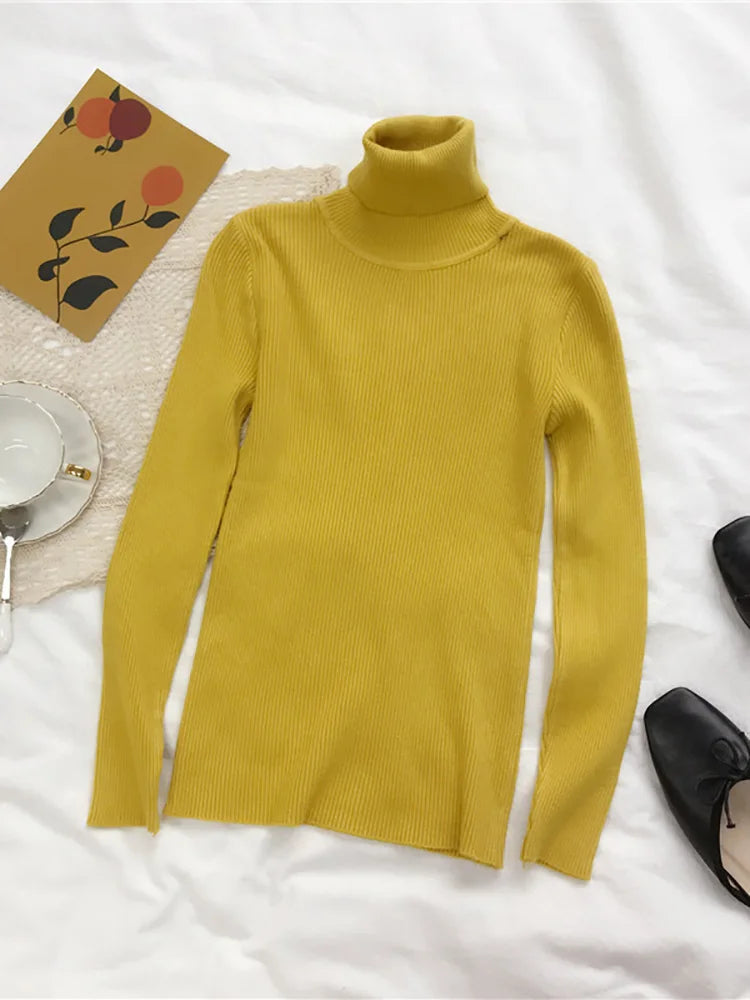 Turtleneck Sweater Womens 2025 Autumn Winter Tops Korean Slim Women Pullover Jumper Knitted Sweater Pull Femme Hiver Truien