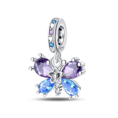 925 Sterling Silber Plattierung Bunt Schmetterling Insekt Tier Charms Perlen Funkelnder Zirkon Passend für Qikaola 925 Original Armbänder DIY Schmuck