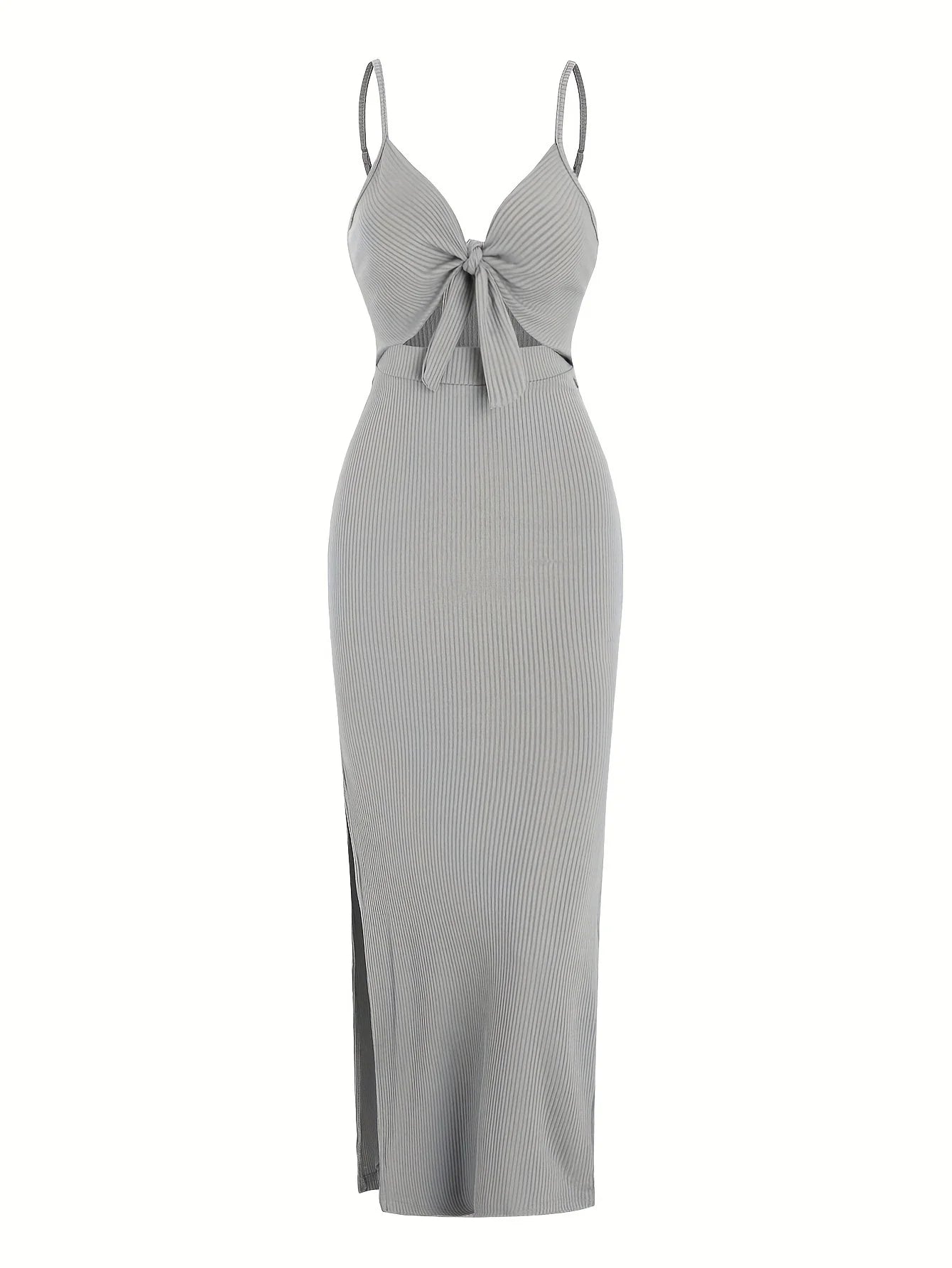 Frühling und Sommer Europa und Amerika Strickkleid einfach ärmellos Hosenträgerkleid mit freiem Rücken und sexy langem Rock mit Nacken.