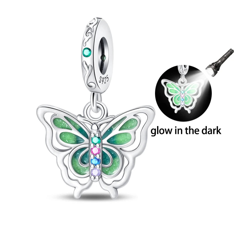 925 Sterling Silber Plattierung Bunt Schmetterling Insekt Tier Charms Perlen Funkelnder Zirkon Passend für Qikaola 925 Original Armbänder DIY Schmuck